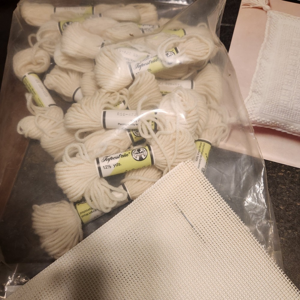 VTG BERNAT BARGELLO T05037 CUT‎ GLASS IVORY TAPESTRY NEEDLEPOINT PILLOW KIT 15" - Picture 9 of 11
